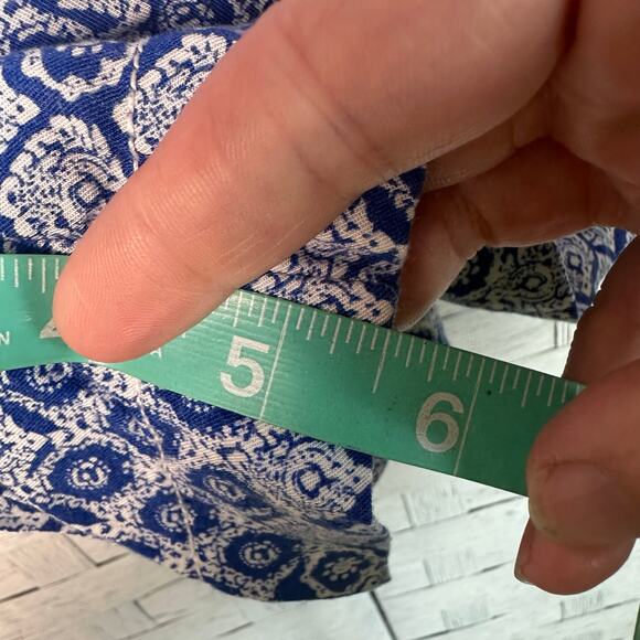 Lane Bryant blue & white shorts stretchy pull up pockets coastal boho plus size - Picture 9 of 10